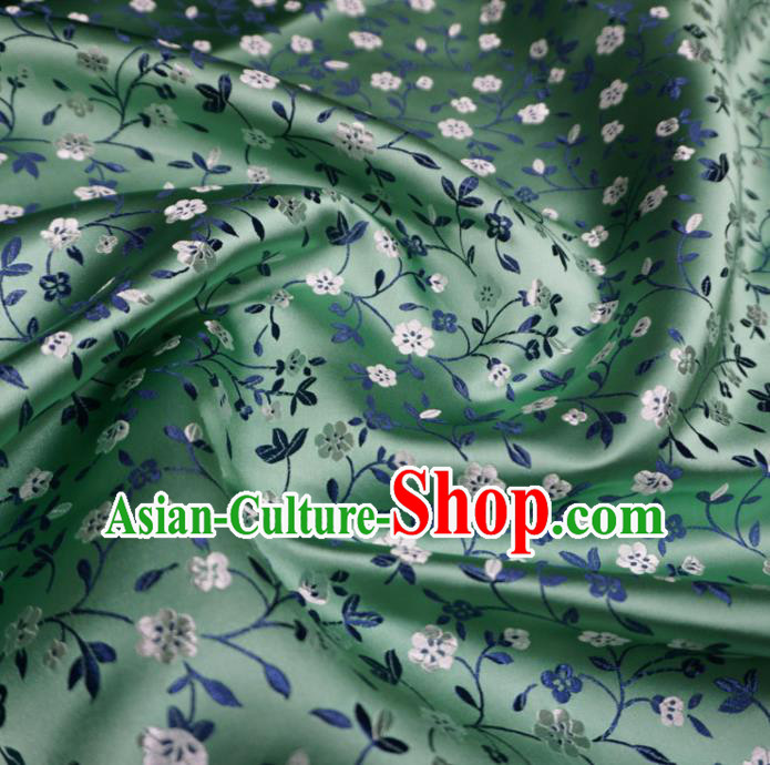 Chinese Traditional Plum Pattern Design Light Green Brocade Fabric Asian Satin China Hanfu Silk Material