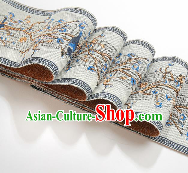 Chinese Traditional Hanfu Grey Embroidered Birds Pattern Band Fabric Asian China Costume Collar Accessories