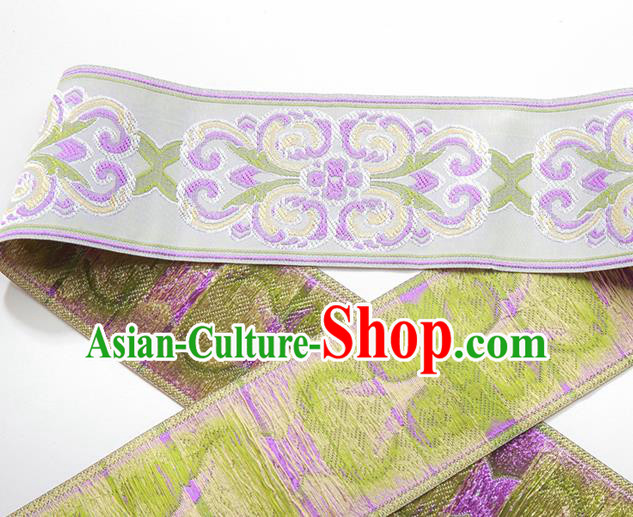 Chinese Traditional Hanfu Lilac Embroidered Pattern Band Fabric Asian China Costume Collar Accessories