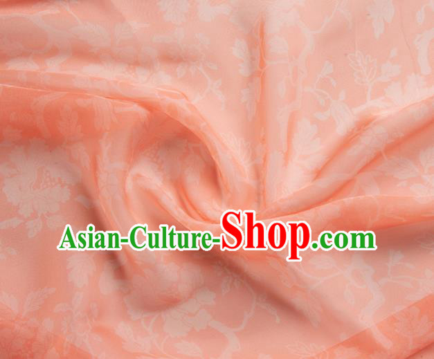 Chinese Traditional Peony Pattern Design Pink Chiffon Fabric Asian Satin China Hanfu Material