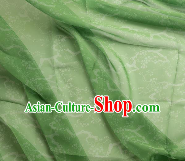 Chinese Traditional Plum Pattern Design Green Chiffon Fabric Asian Satin China Hanfu Material