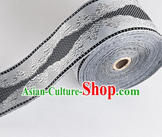 Chinese Traditional Hanfu Embroidered Pattern Grey Waistband Lace Fabric Asian China Costume Collar Accessories