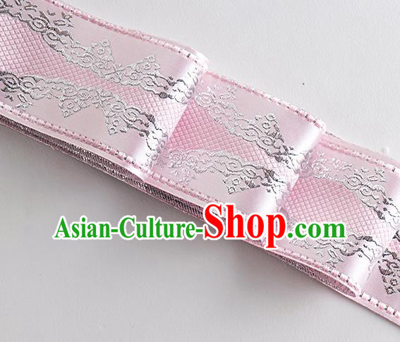 Chinese Traditional Hanfu Embroidered Pattern Pink Waistband Lace Fabric Asian China Costume Collar Accessories