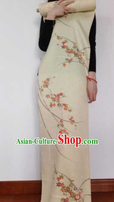 Chinese Traditional Daisy Pattern Design Beige Silk Fabric Asian China Cheongsam Silk Material