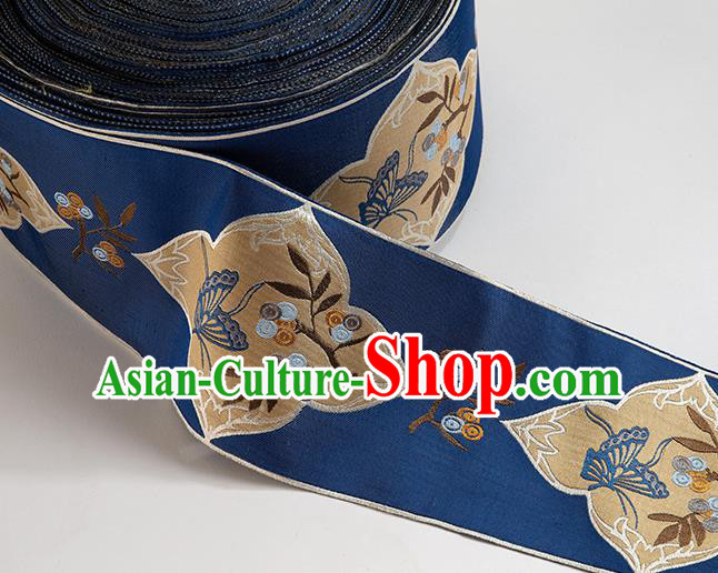 Chinese Traditional Hanfu Royalblue Embroidered Butterfly Pattern Waistband Lace Fabric Asian China Costume Collar Accessories