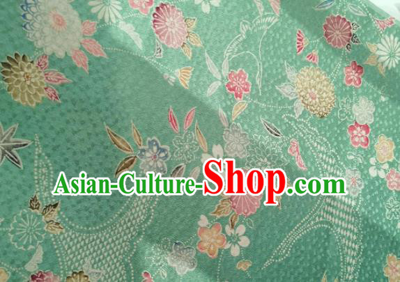 Chinese Traditional Classical Daisy Pattern Design Green Silk Fabric Asian China Cheongsam Silk Material