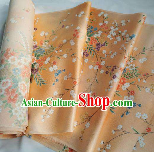 Chinese Traditional Classical Primrose Pattern Design Orange Silk Fabric Asian China Cheongsam Silk Material