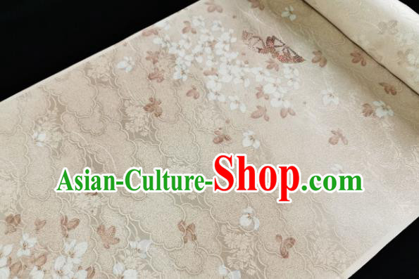 Chinese Traditional Pattern Design Apricot Brocade Fabric Asian Satin China Hanfu Silk Material