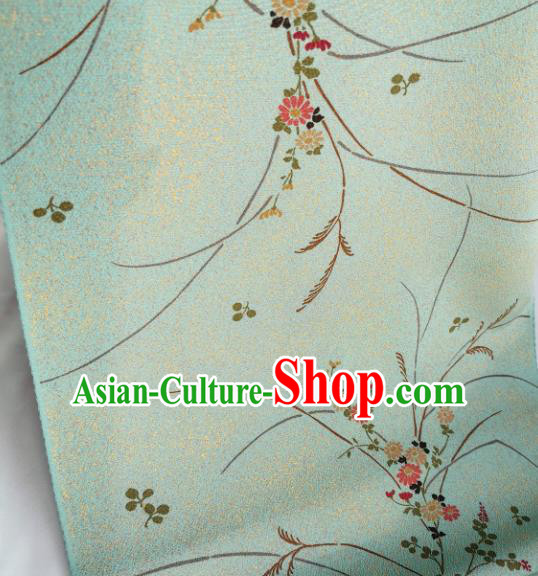 Chinese Traditional Classical Primrose Pattern Design Light Green Silk Fabric Asian China Cheongsam Silk Material