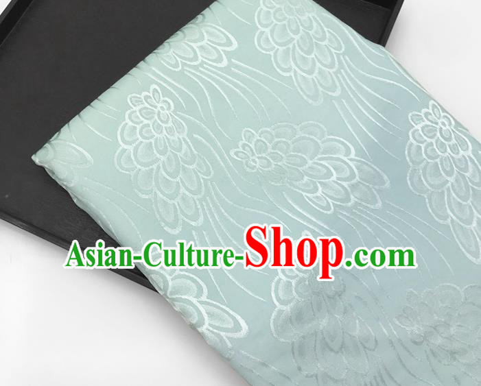 Chinese Traditional Peacock Tail Pattern Design Light Green Brocade Fabric Asian China Satin Hanfu Material