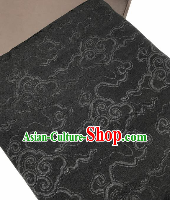 Chinese Traditional Clouds Pattern Design Black Brocade Fabric Asian China Satin Hanfu Material