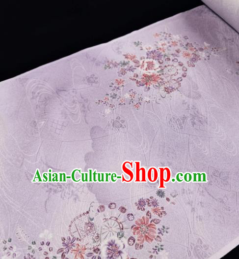 Chinese Traditional Cherry Blossom Pattern Design Purple Brocade Fabric Asian Satin China Hanfu Silk Material