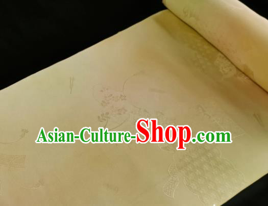 Chinese Traditional Classical Pattern Design Yellow Silk Fabric Asian China Cheongsam Silk Material