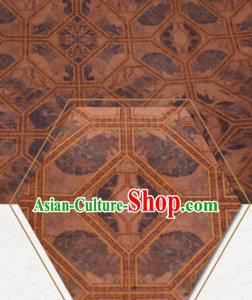 Chinese Traditional Pattern Design Brown Silk Fabric Asian China Hanfu Mulberry Silk Material