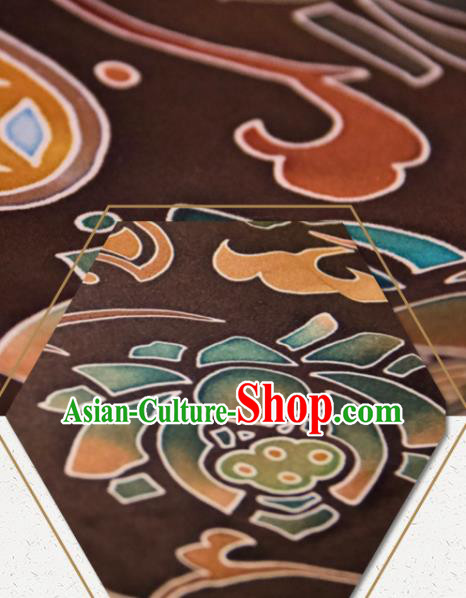 Chinese Traditional Lotus Pattern Design Brown Silk Fabric Asian China Hanfu Mulberry Silk Material