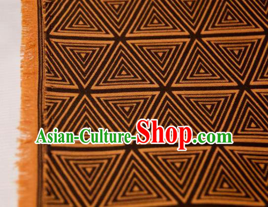 Chinese Traditional Triangle Pattern Design Brownness Silk Fabric Asian China Hanfu Mulberry Silk Material