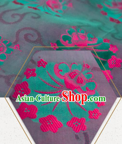 Chinese Traditional Dandelion Pattern Design Green Silk Fabric Asian China Hanfu Mulberry Silk Material