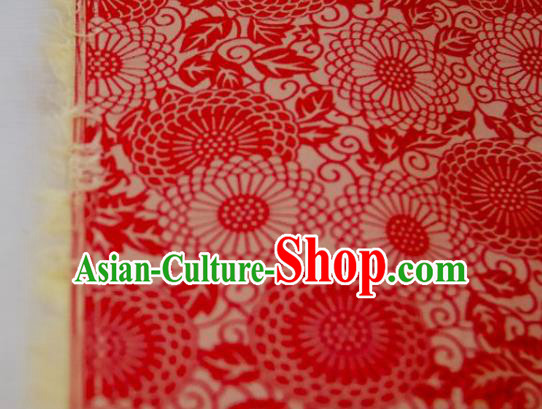 Chinese Traditional Calendula Pattern Design Red Silk Fabric Asian China Hanfu Mulberry Silk Material