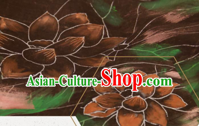 Chinese Traditional Lotus Pattern Design Brown Silk Fabric Asian China Hanfu Gambiered Guangdong Mulberry Silk Material