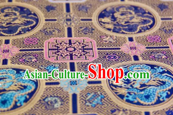 Chinese Traditional Dragon Pattern Design Royalblue Silk Fabric Asian China Hanfu Gambiered Guangdong Mulberry Silk Material