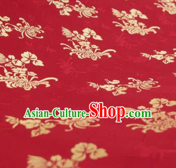 Chinese Traditional Chrysanthemum Pattern Design Purplish Red Silk Fabric Asian China Hanfu Jacquard Mulberry Silk Material