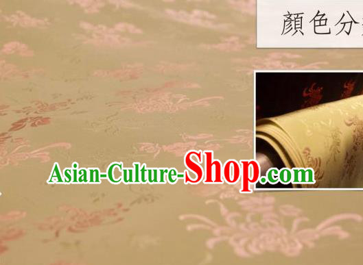 Chinese Traditional Chrysanthemum Pattern Design Golden Silk Fabric Asian China Hanfu Jacquard Mulberry Silk Material