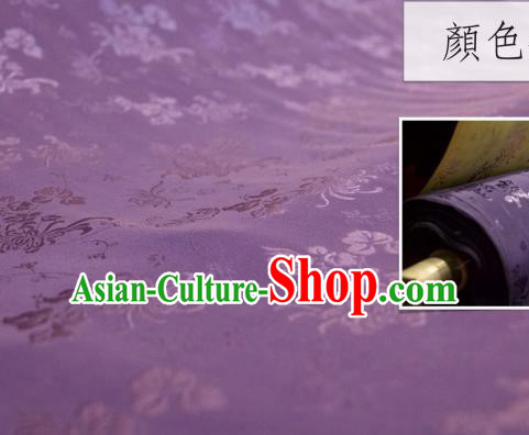 Chinese Traditional Chrysanthemum Pattern Design Purple Silk Fabric Asian China Hanfu Jacquard Mulberry Silk Material