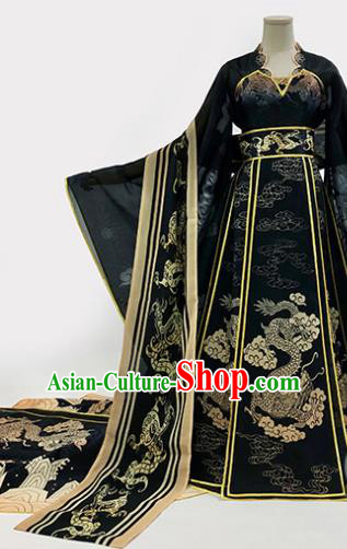 Chinese Traditional Tang Dynasty Empress Black Dress Ancient Court Queen Costumes for Women