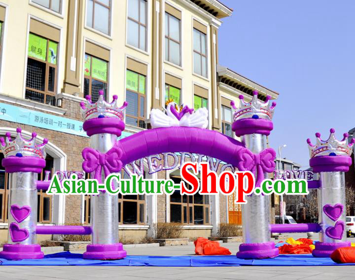 Large Christmas Day New Year Inflatable Models Wedding Purple Bowknot Inflatable Arches Archway