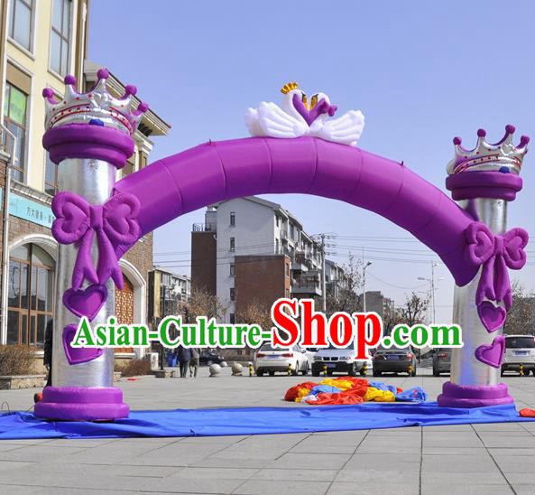 Large Christmas Day New Year Inflatable Purple Bowknot Models Inflatable Arches Archway