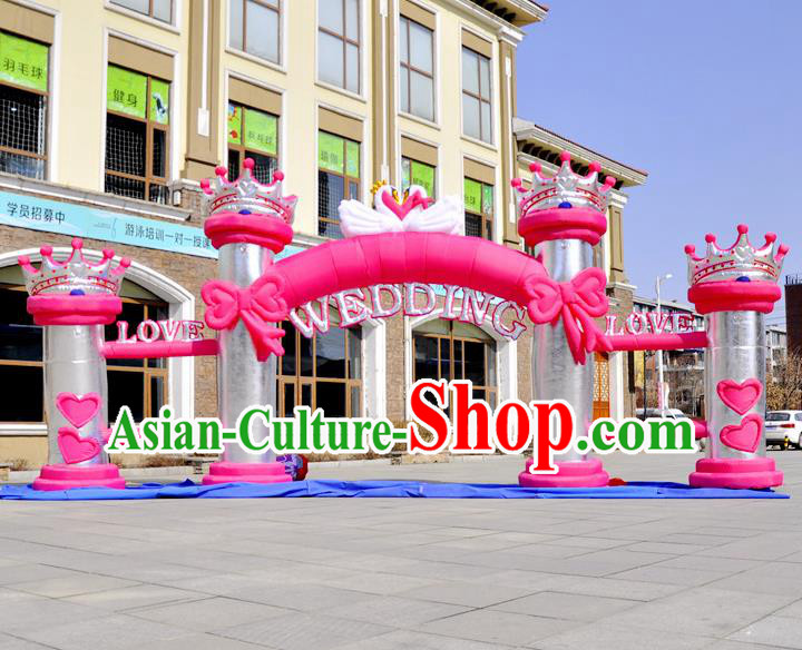 Large Christmas Day New Year Inflatable Models Wedding Pink Bowknot Inflatable Arches Archway