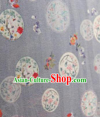 Chinese Traditional Fan Pattern Design Grey Silk Fabric Asian China Hanfu Gambiered Guangdong Mulberry Silk Material