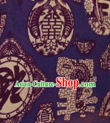 Chinese Traditional Lucky Pattern Design Blue Silk Fabric Asian China Hanfu Gambiered Guangdong Mulberry Silk Material