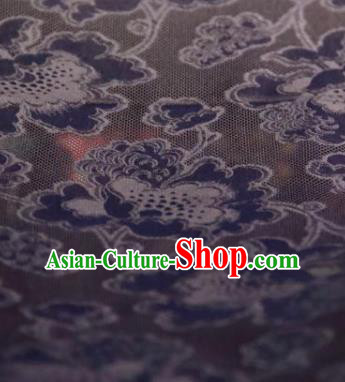 Chinese Traditional Peony Pattern Design Black Silk Fabric Asian China Hanfu Gambiered Guangdong Mulberry Silk Material