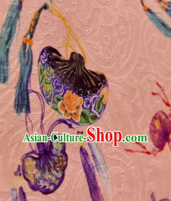 Chinese Traditional Sachet Pattern Design Pink Silk Fabric Asian China Hanfu Gambiered Guangdong Mulberry Silk Material