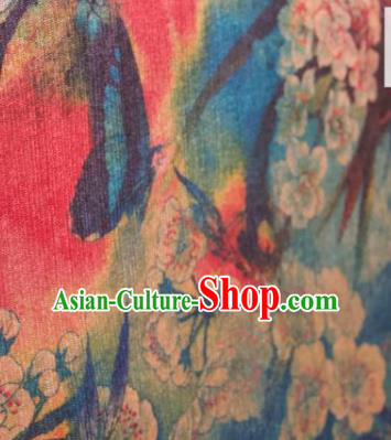 Chinese Traditional Pear Flowers Pattern Design Blue Silk Fabric Asian China Hanfu Gambiered Guangdong Mulberry Silk Material