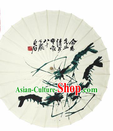 Chinese Traditional Printing Shrimp Oil Paper Umbrella Artware Paper Umbrella Classical Dance Umbrella Handmade Umbrellas