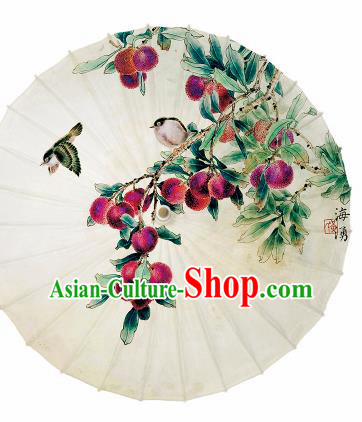 Chinese Traditional Printing Litchi Oil Paper Umbrella Artware Paper Umbrella Classical Dance Umbrella Handmade Umbrellas