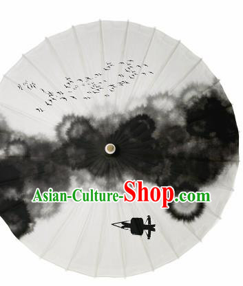 Chinese Traditional Ink Painting Oil Paper Umbrella Artware Paper Umbrella Classical Dance Umbrella Handmade Umbrellas