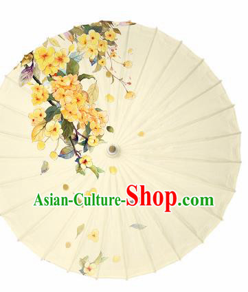 Chinese Traditional Printing Lilac Yellow Oil Paper Umbrella Artware Paper Umbrella Classical Dance Umbrella Handmade Umbrellas