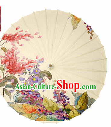 Chinese Traditional Printing Lilac Flowers Oil Paper Umbrella Artware Paper Umbrella Classical Dance Umbrella Handmade Umbrellas