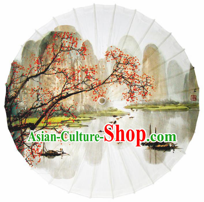 Chinese Traditional Printing Red Leaf Oil Paper Umbrella Artware Paper Umbrella Classical Dance Umbrella Handmade Umbrellas