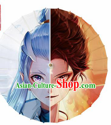 Chinese Traditional Printing Cartoon Oil Paper Umbrella Artware Paper Umbrella Classical Dance Umbrella Handmade Umbrellas