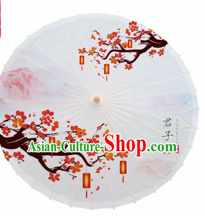 Chinese Traditional Printing Lantern Plum Oil Paper Umbrella Artware Paper Umbrella Classical Dance Umbrella Handmade Umbrellas