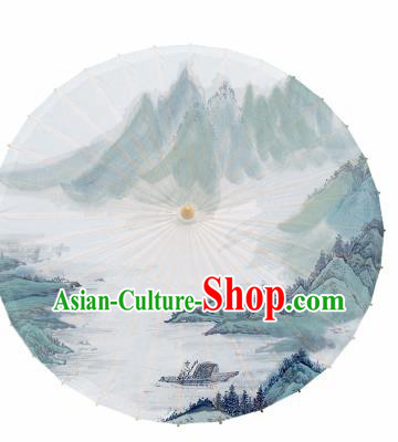 Chinese Traditional Landscape Painting Oil Paper Umbrella Artware Paper Umbrella Classical Dance Umbrella Handmade Umbrellas