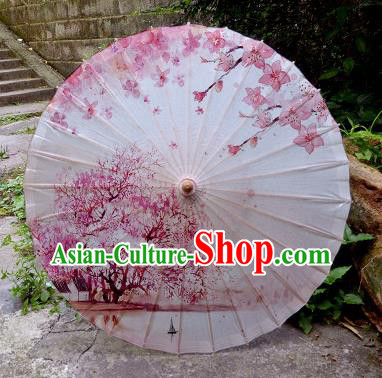 Chinese Traditional Painting Peach Blossom Oil Paper Umbrella Artware Paper Umbrella Classical Dance Umbrella Handmade Umbrellas