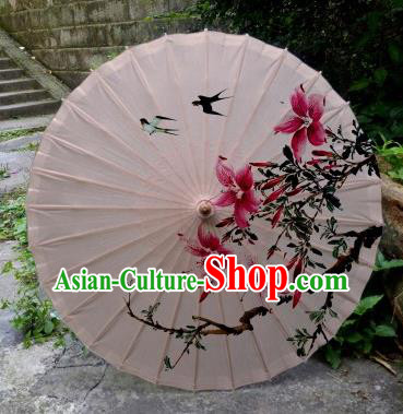 Chinese Printing Flowers Pink Oil Paper Umbrella Artware Paper Umbrella Traditional Classical Dance Umbrella Handmade Umbrellas