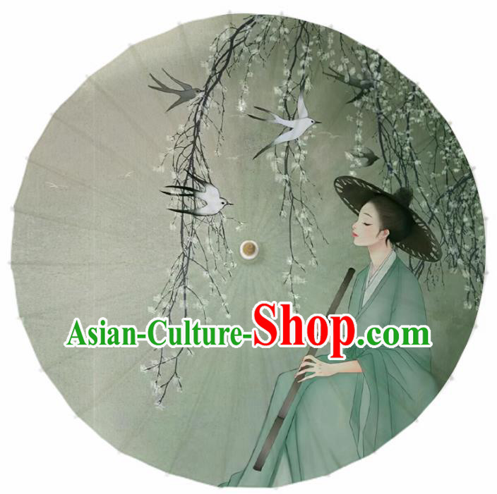 Chinese Printing Swordsman Oil Paper Umbrella Artware Paper Umbrella Traditional Classical Dance Umbrella Handmade Umbrellas