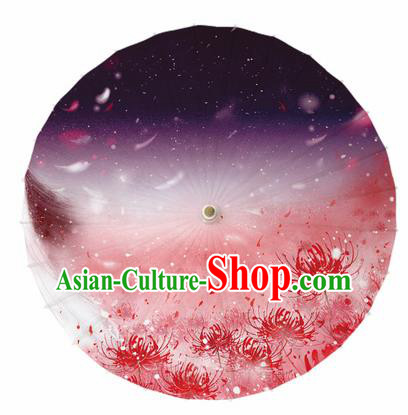 Chinese Traditional Printing Manjusaka Oil Paper Umbrella Artware Paper Umbrella Classical Dance Umbrella Handmade Umbrellas