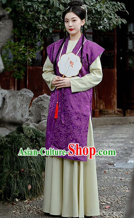 Chinese Ancient Drama Dream of the Red Chamber Costumes Traditional Ming Dynasty Nobility Lady Purple Dress for Women